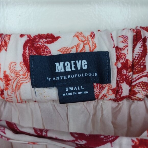 Anthropologie Red and Pink Floral A-Line Skirt - Picture 5 of 14